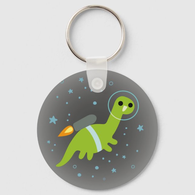 “I Has Jetpack!” Flying Brontosaurus with Jetpack Keychain (Front)