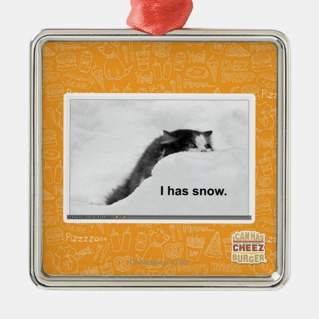 I has snow. metal ornament (Front)