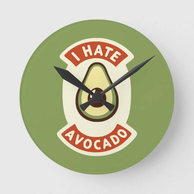 I Hate Avocado Round Clock (Front)