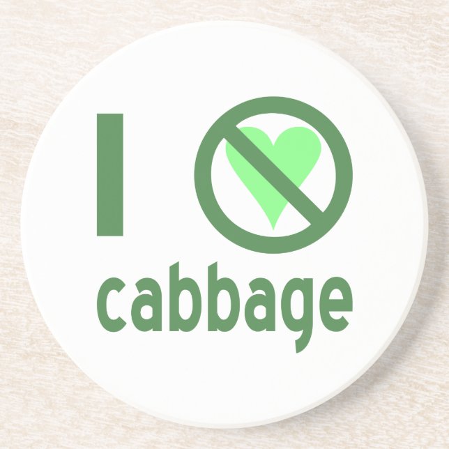 I Hate Cabbage Green Text Coaster (Front)