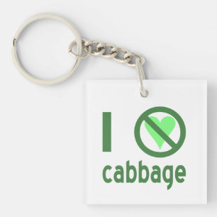 I Hate Cabbage Green Text Keychain