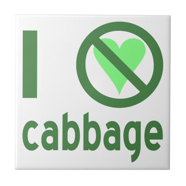 I Hate Cabbage Green Text Tile (Front)