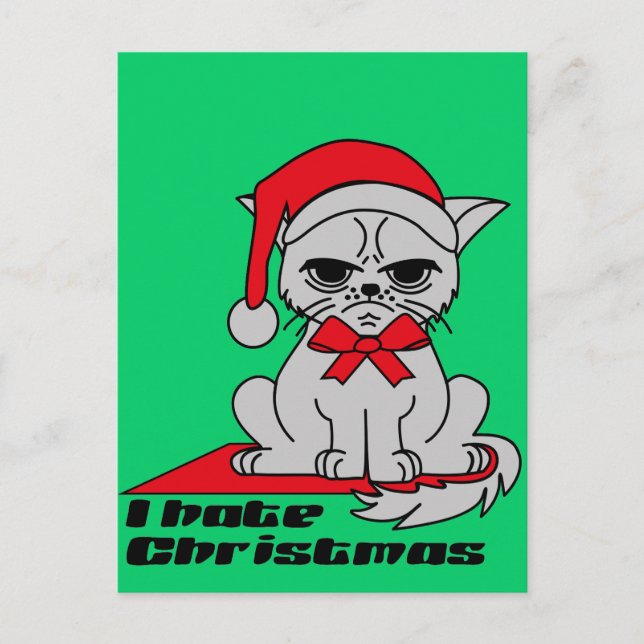 I hate Christmas - Cat Postkarte Holiday Postcard (Front)