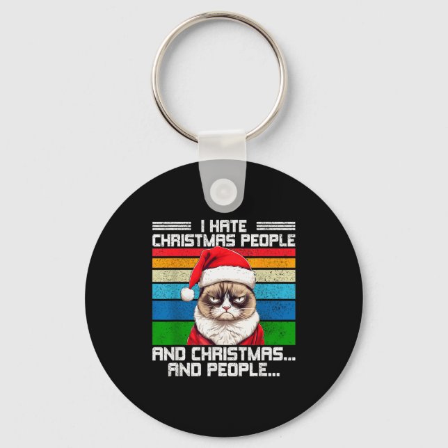 I Hate Christmas Holidays Haters Black Uni-adults  Keychain (Front)