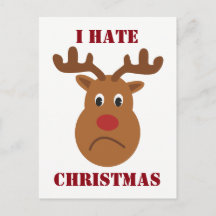 I hate Christmas sad reindeer Postcard