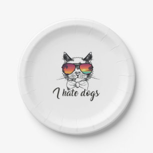 I Hate Dogs Funny Gifts for Cat Friend Paper Plate