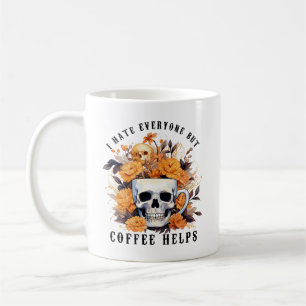 I Hate Everyone But Coffee Help Skeleton Halloween Mug