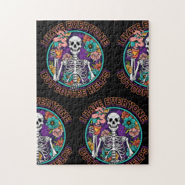 I Hate Everyone Coffee Helps Coffee Lover Gifts  Jigsaw Puzzle (Vertical)