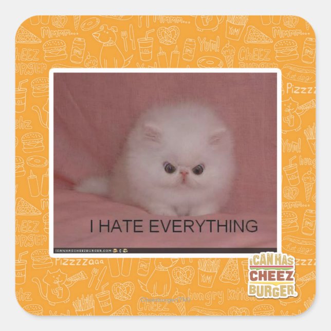 I hate everything square sticker (Front)