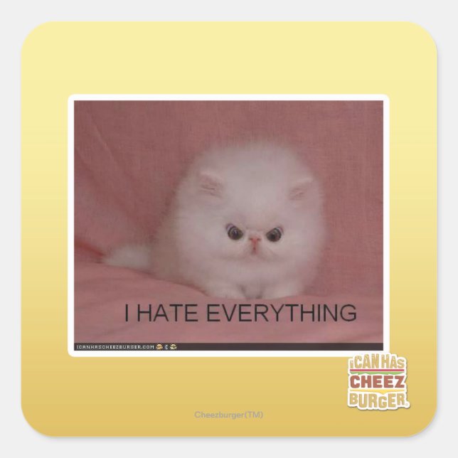 I hate everything square sticker (Front)