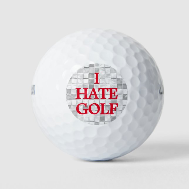 I HATE GOLF Funny Quote on White Tile Background Balls (Front)