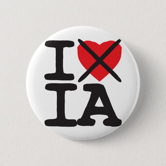 I Hate IA - Iowa 2 Inch Round Button (Front)