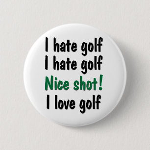 I Hate - Love Golf 2 Inch Round Button