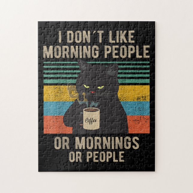 I Hate Morning People And Mornings And People Cat Jigsaw Puzzle (Vertical)