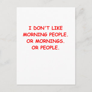 i hate mornings postcard