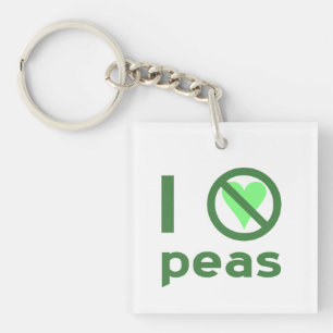 I Hate Peas Green Text Keychain