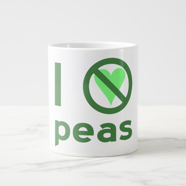I Hate Peas Green Text Large Coffee Mug (Front)