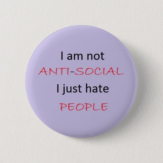 I hate people 2 inch round button (Front)