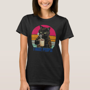 I Hate People Cat Drinking Coffee T-Shirt