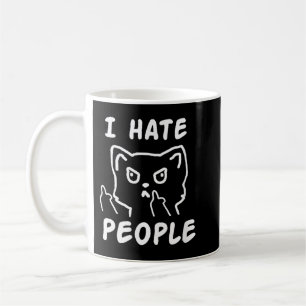 I hate people cat funny coffee mug