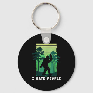 I Hate People - Funny Bigfoot Middle Finger Sasqua Keychain