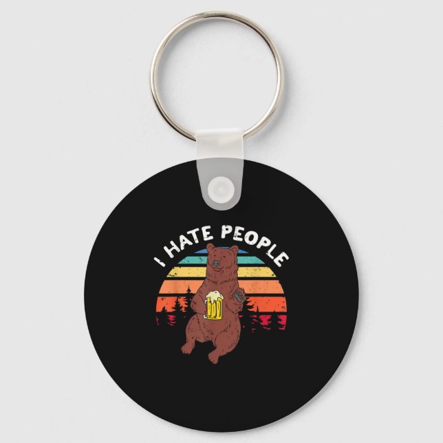 I Hate People - Funny Camping Trekking Outdoor Keychain (Front)