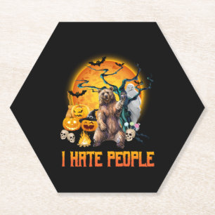 I hate people halloween nightmare t shirt paper coaster
