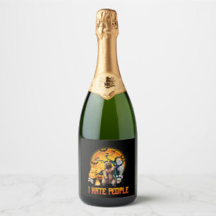 I hate people halloween nightmare t shirt sparkling wine label