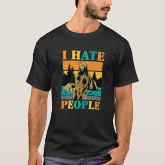 I Hate People I Funny Vintage Camping Trekking Bea T-Shirt