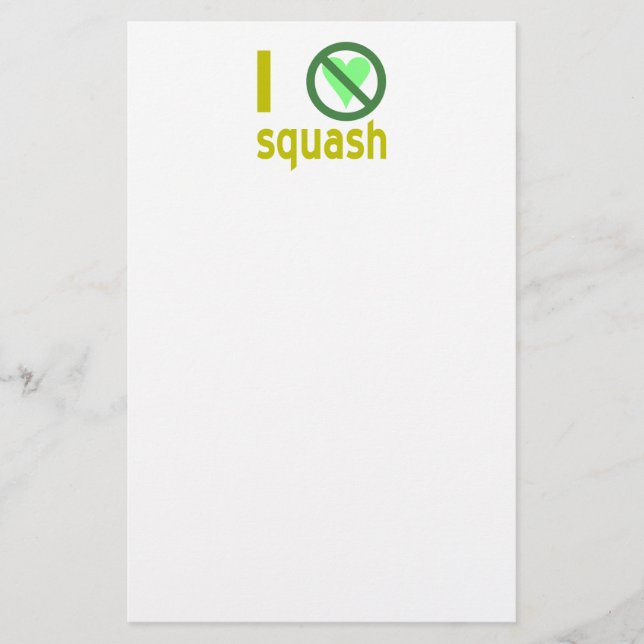 I Hate Squash No Love Stationery (Front)