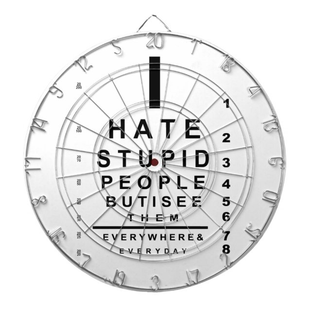 I hate stupid people eye chart dartboard (Front)