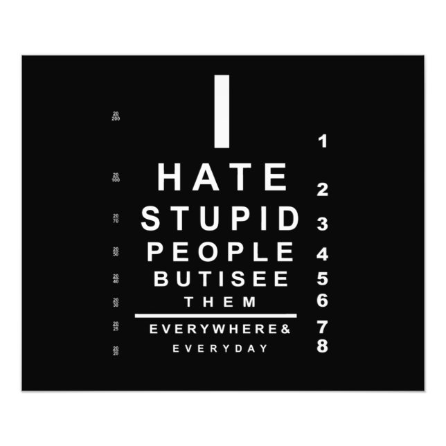 I hate stupid people eye chart photo print (Front)