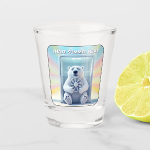 I Hate Summer Heat - Cute Polar Bear In The Fridge Shot Glass
