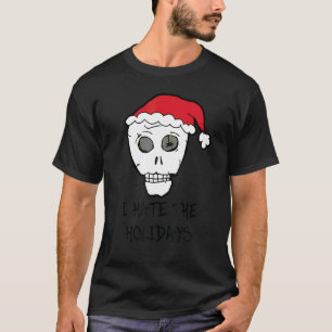 I Hate The Holidays Scull anti Christmas T-Shirt