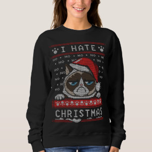 I Hate Xmas Funny Angry Cat Ugly Christmas Sweater