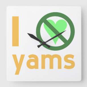 I Hate Yams No Love Square Wall Clock