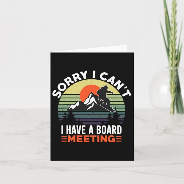 I Have A Board Meeting Retro Mountain Snowboarding Card (Front)