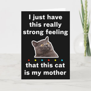 I Have A Feeling That This Cat Is My Mom Funny Quo Card
