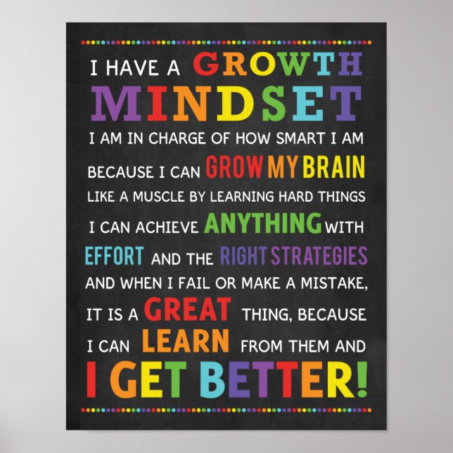 I Have A Growth Mindset Classroom Poster (Front)