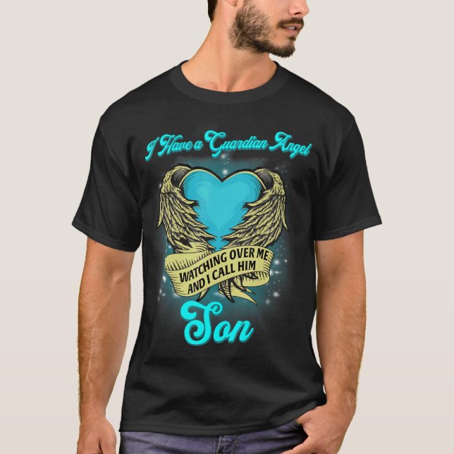 I Have A Guardian Angel Watching Over Me I Call Hi T-Shirt (Front)