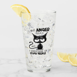 I Have Anger Issues Funny Cat Lover Gift  Glass