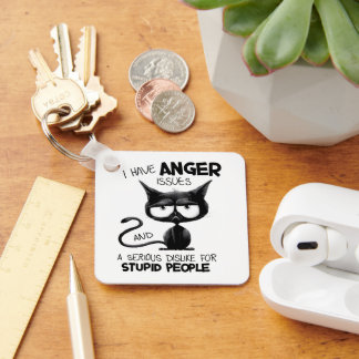 I Have Anger Issues Funny Cat Lover Gift Keychain