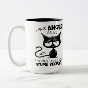 I Have Anger Issues Funny Cat Lover Gift Two-Tone Coffee Mug