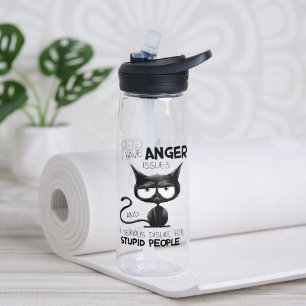 I Have Anger Issues Funny Cat Lover Gift Water Bottle