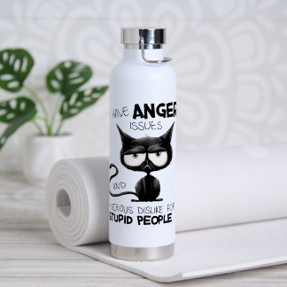 I Have Anger Issues Funny Cat Lover Gift Water Bottle