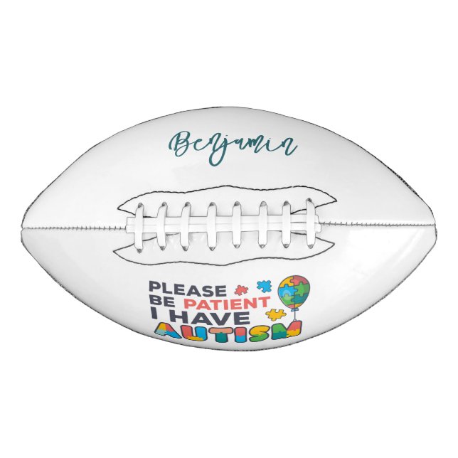 I Have Autism Colourful Personalized Football (Front)