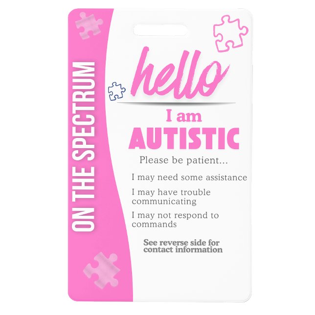 I Have Autism ID Personalized Autistic ID Badge (I Have Autism ID Personalized Autistic ID Badge)