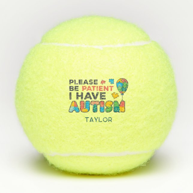 I Have Autism Personalized Autistic Player Coach Tennis Balls (Front)