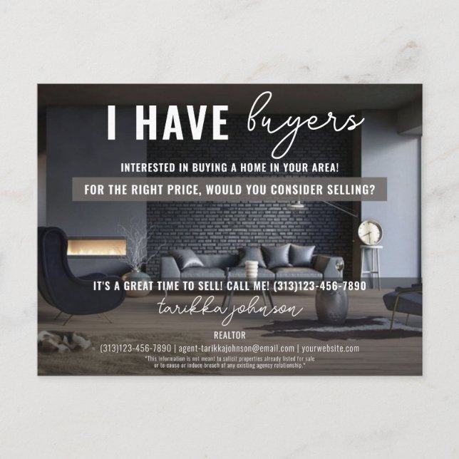 I Have Buyers Real Estate Mailer Marketing Realtor Holiday Postcard (Front)