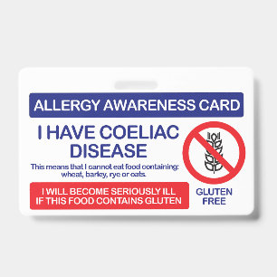 I Have Coeliac Disease   Allergy Awareness Card Badge